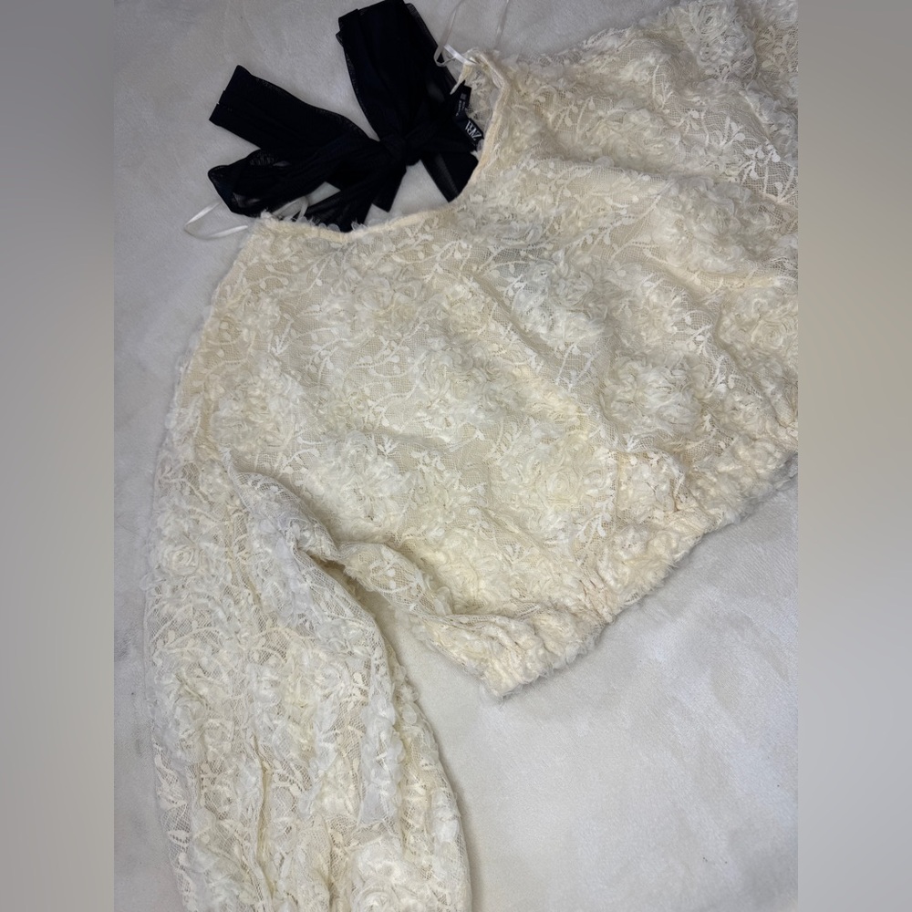 Zara Black and White Cropped Camisole with Tie Front